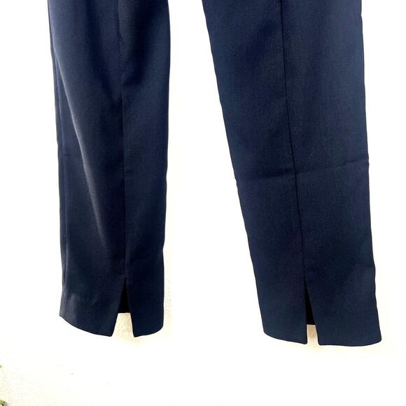 NUE 19.04 Black Crossover Slim Leg Pants Leather Waist Band Belted 34 XS Black - Picture 9 of 9